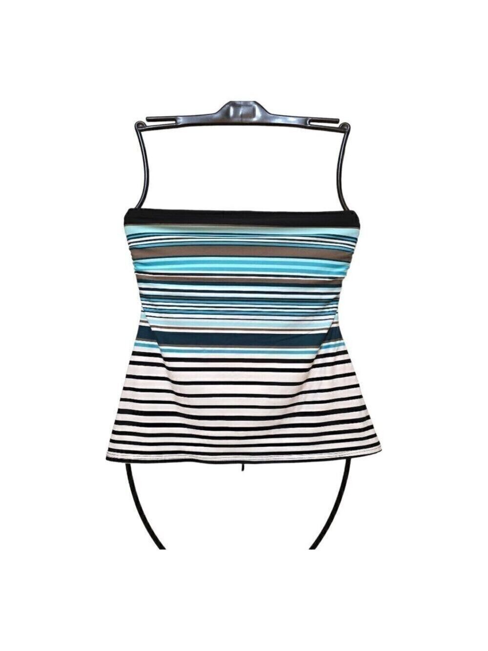 DKNY Striped Bandeau Tankini Top Sz M - Picture 1 of 8